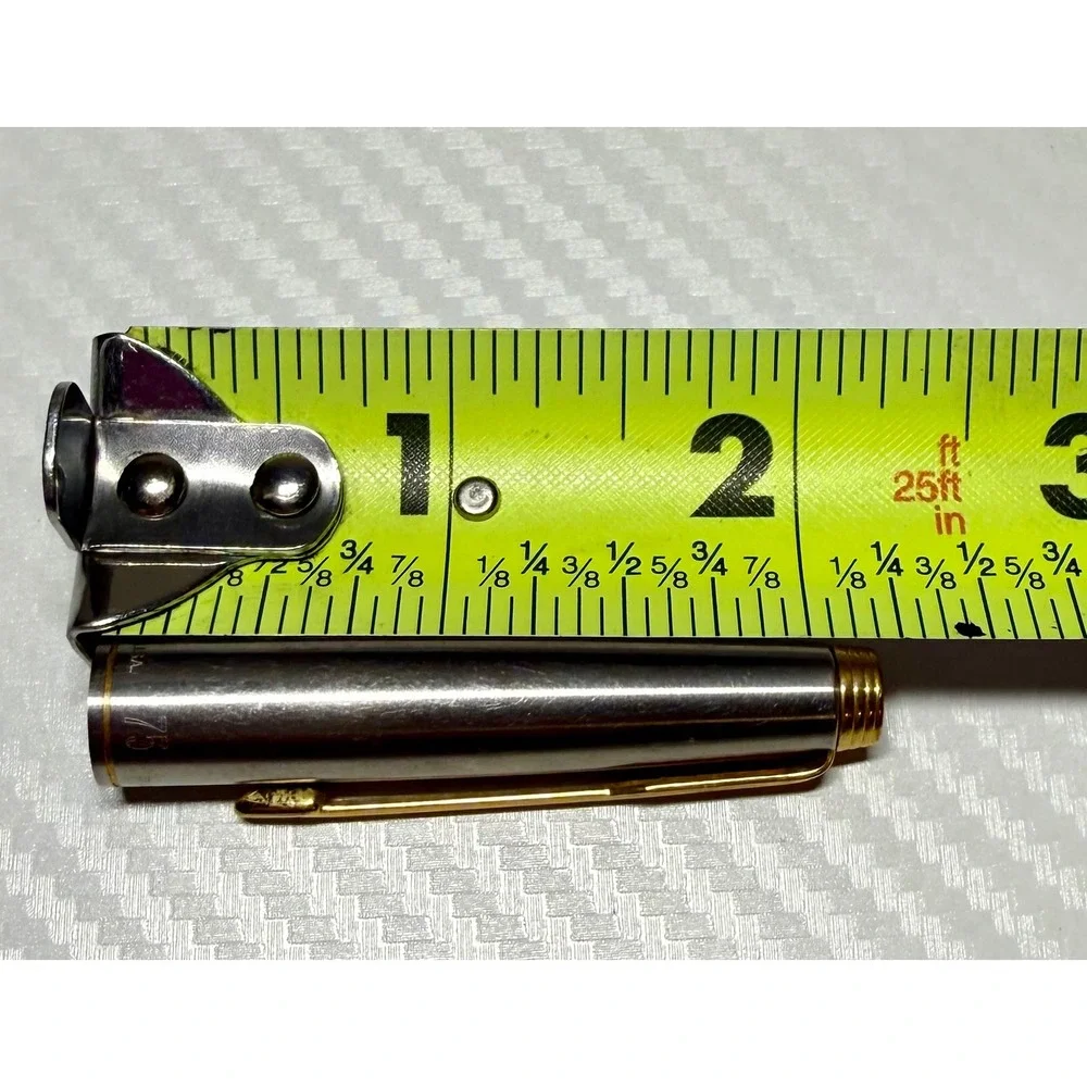 Parker 75 Pen Cap Good Brushed Stainless Steel Gold Trim USA PE-8957-11